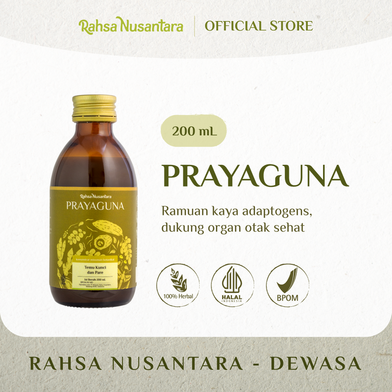 Prayaguna 200mL | BPOM - Suplemen Herbal Dewasa Adaptogen Otak | by Rahsa Nusantara