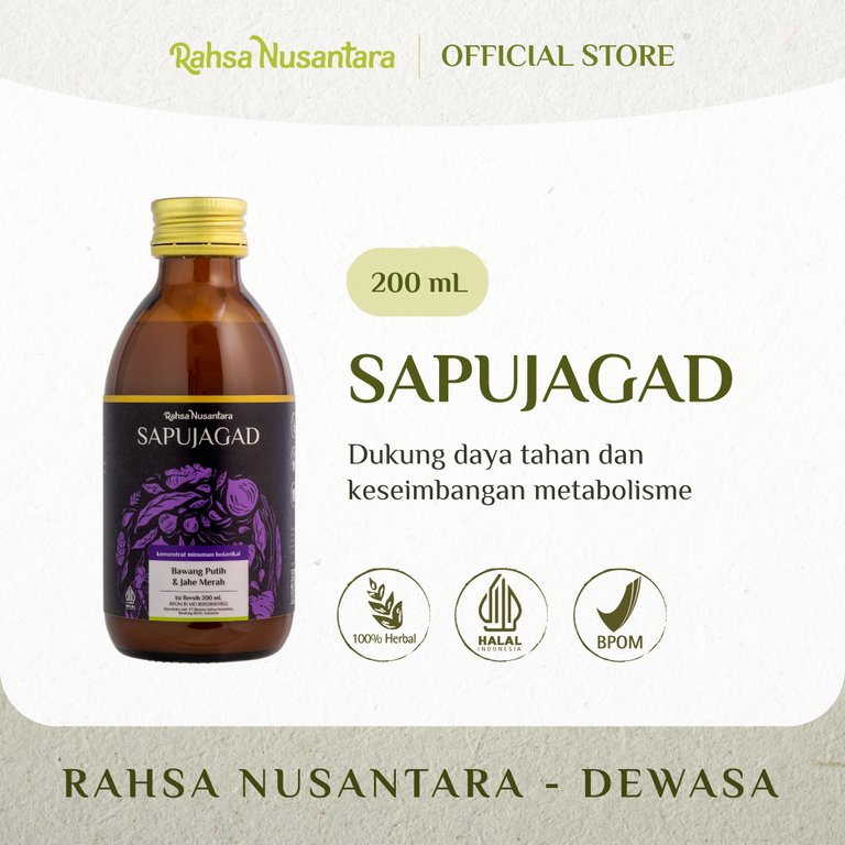 Sapujagad 200mL | BPOM - Jus Bawang Putih Tunggal Vitamin Herbal Mencegah Kolesterol & Asam Urat | by Rahsa Nusantara