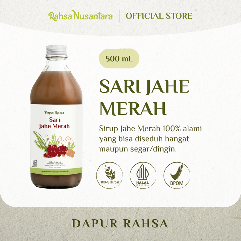 Sari Jahe Merah 500mL | BPOM by Rahsa Nusantara - Jamu Sirup Herbal Tradisional