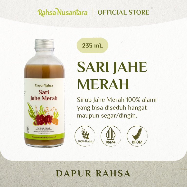 Sari Jahe Merah 235mL | BPOM by Rahsa Nusantara - Jamu Sirup Herbal Tradisional