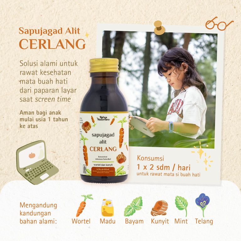Sapujagad Alit Cerlang 100mL | BPOM - Vitamin Herbal Menjaga Kesehatan Mata Anak dari Screen Time | by Rahsa Nusantara