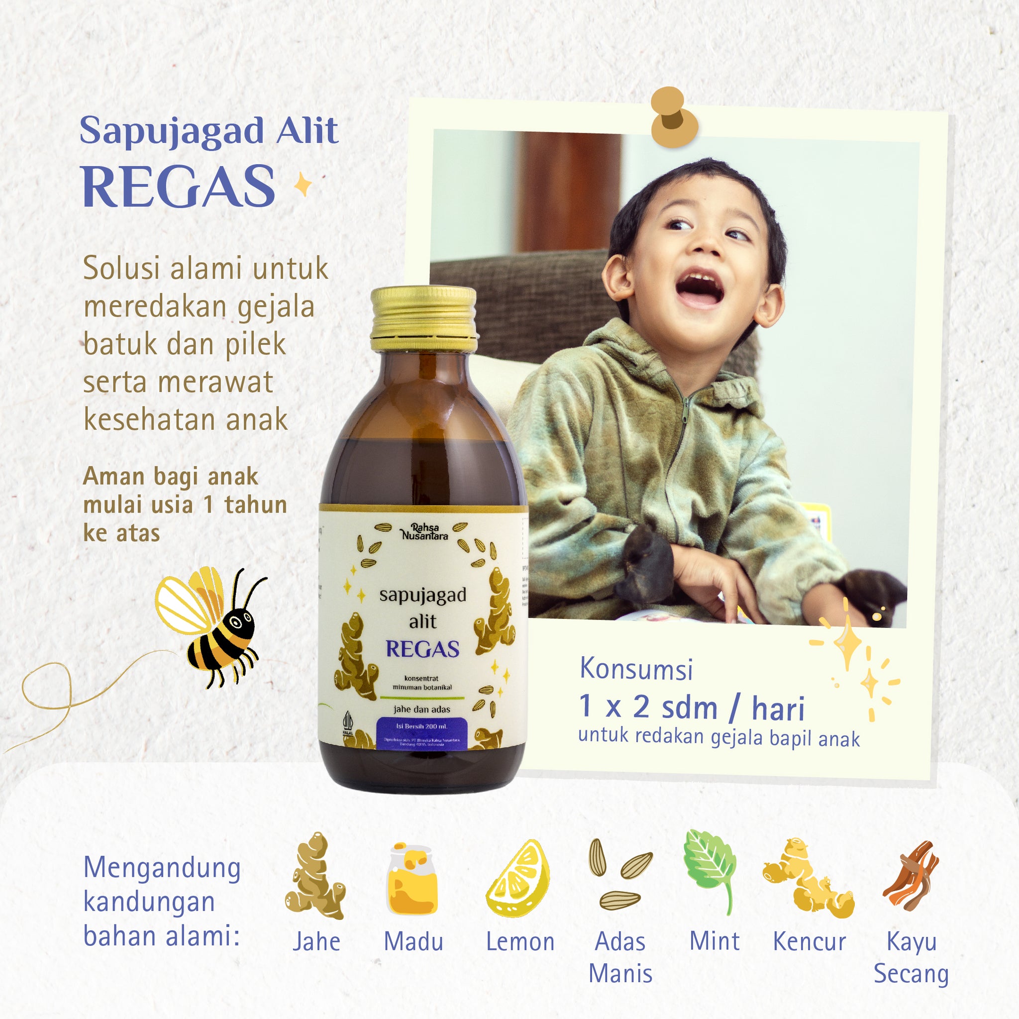 Regas untuk Redakan Flu dan Batuk Anak