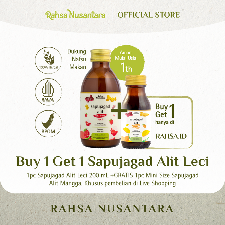 BUY 1 GET 1 Beli Sapujagad Alit Leci 200mL GRATIS Sapujagad Alit Mangga 60mL Exclusive Rahsa.id | BPOM
